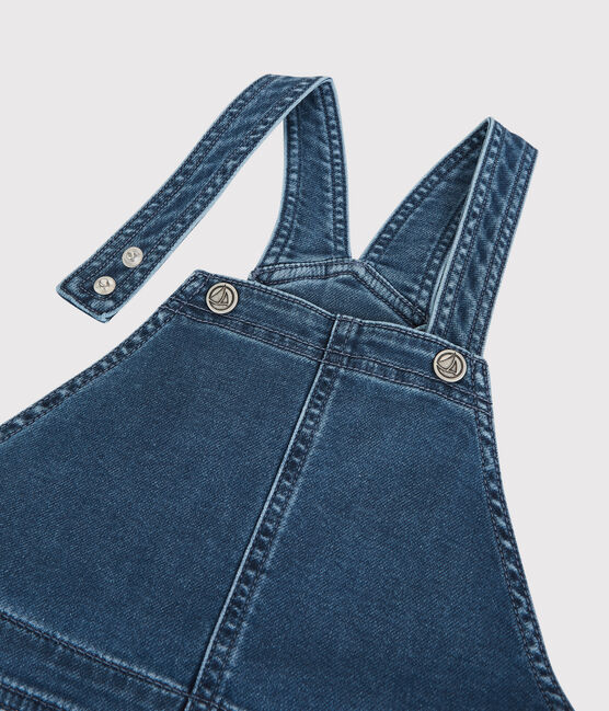 Kinder-Latzkleid aus Bio-Baumwoll-Denim für Mädchen blau DENIM BLEU DELAVE