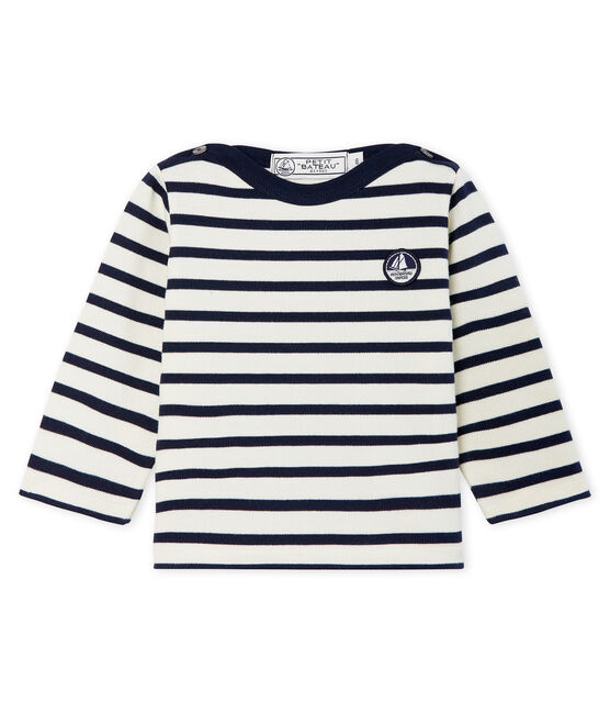 Ikonisches Baby-Streifenshirt unisex beige COQUILLE/blau SMOKING