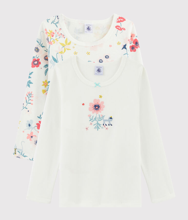 2er-Set lang&auml;rmlige T-Shirts mit Blumen-Print f&uuml;r kleine M&auml;dchen variante 1