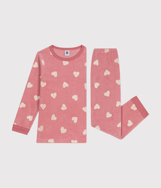 Kinder-Pyjama aus Nicki mit Herzmotiv rosa ROSEWOOD/ MARSHMALLOW