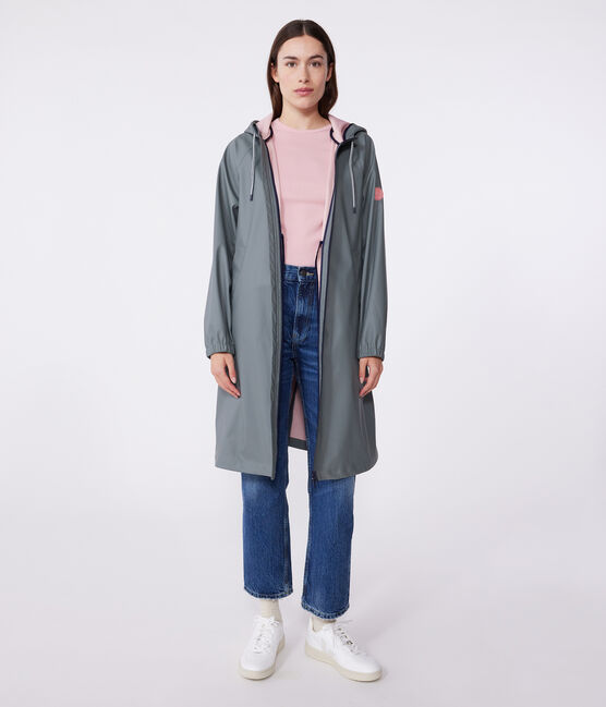 Lange Damen-Regenjacke zweifarbig grün THUYA