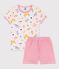 Kinder-Kurzpyjama aus Baumwolle für Mädchen rosa FLEUR/weiss MULTICO