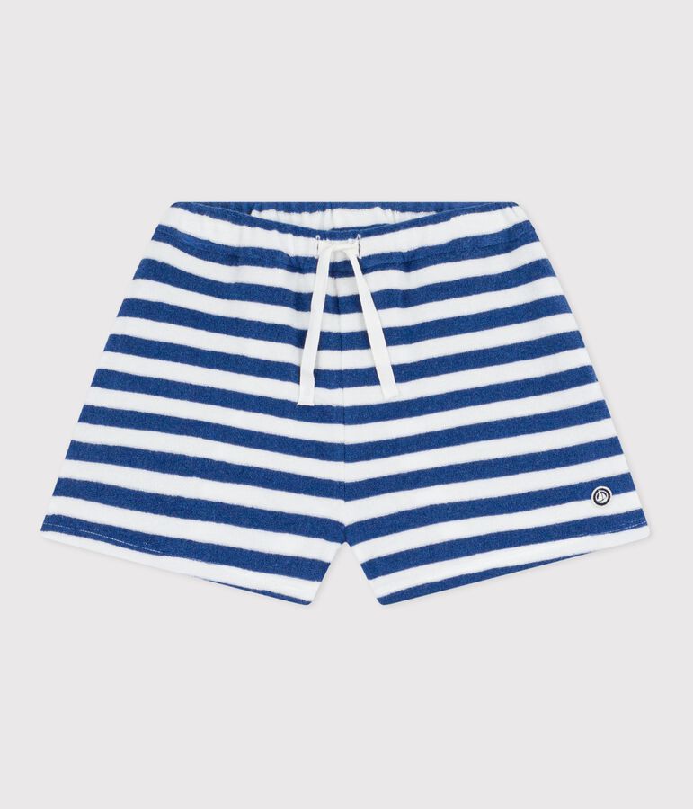 Kinder-Shorts aus Baumwolle mit Streifen blau/weiss