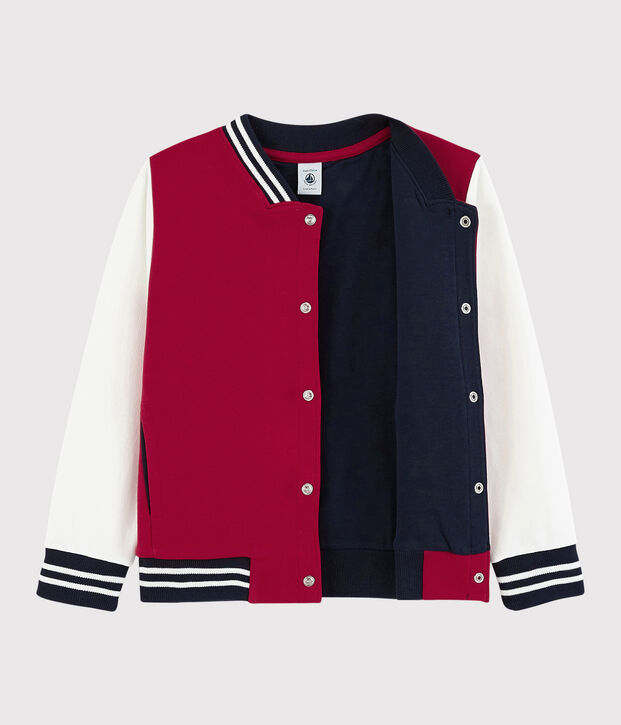 Kinder-Teddy-Blouson aus Molton, M&auml;dchen - Jungen rot/weiss