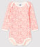Langärmliger Baby-Body für Mädchen weiss MARSHMALLOW/rosa GRETEL
