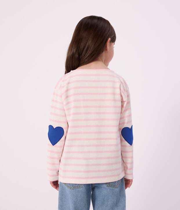 Kinder-Shirt Marini&egrave;re aus Baumwolle mit Streifen rosa/rosa