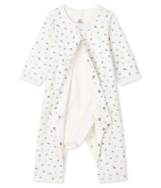 Bodyjama ohne F&uuml;&szlig;e aus Rippstrick f&uuml;r Babys weiss/vielfarbig