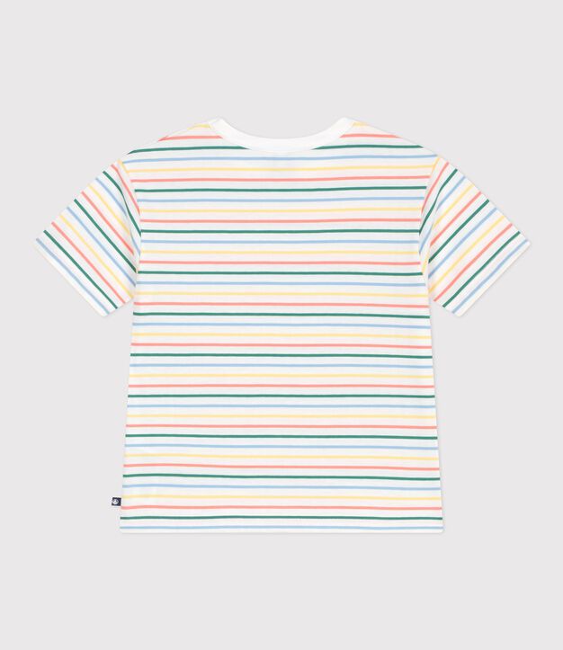 Kurz&auml;rmeliges Kinder-T-Shirt aus Baumwolle mit Streifen weiss/vielfarbig