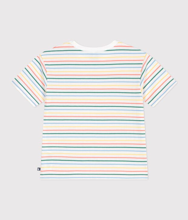 Kurz&auml;rmeliges Kinder-T-Shirt aus Baumwolle mit Streifen weiss/vielfarbig