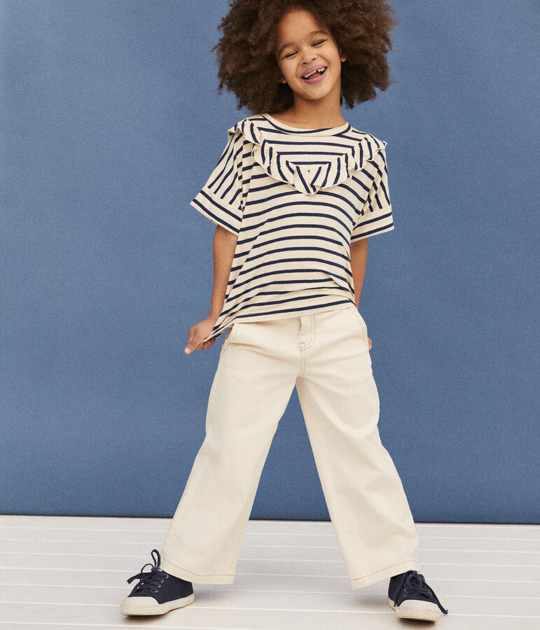 Kurz&auml;rmeliges Kinder-T-Shirt aus Baumwolle f&uuml;r M&auml;dchen weiss AVALANCHE/ MEDIEVAL