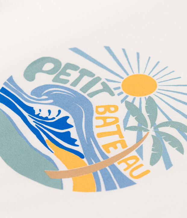 Kurz&auml;rmeliges Kinder-T-Shirt aus bedruckter Baumwolle weiss