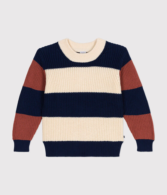 Gestreifter Kinderpullover aus Baumwolle weiss AVALANCHE/ MULTICO