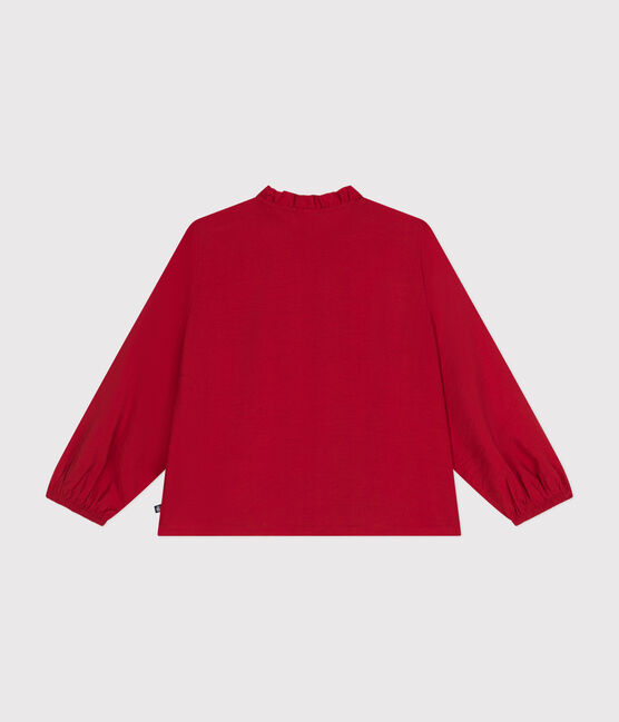 Langärmelige Kinder-Bluse aus Leinenstoff für Mädchen rot AURORA