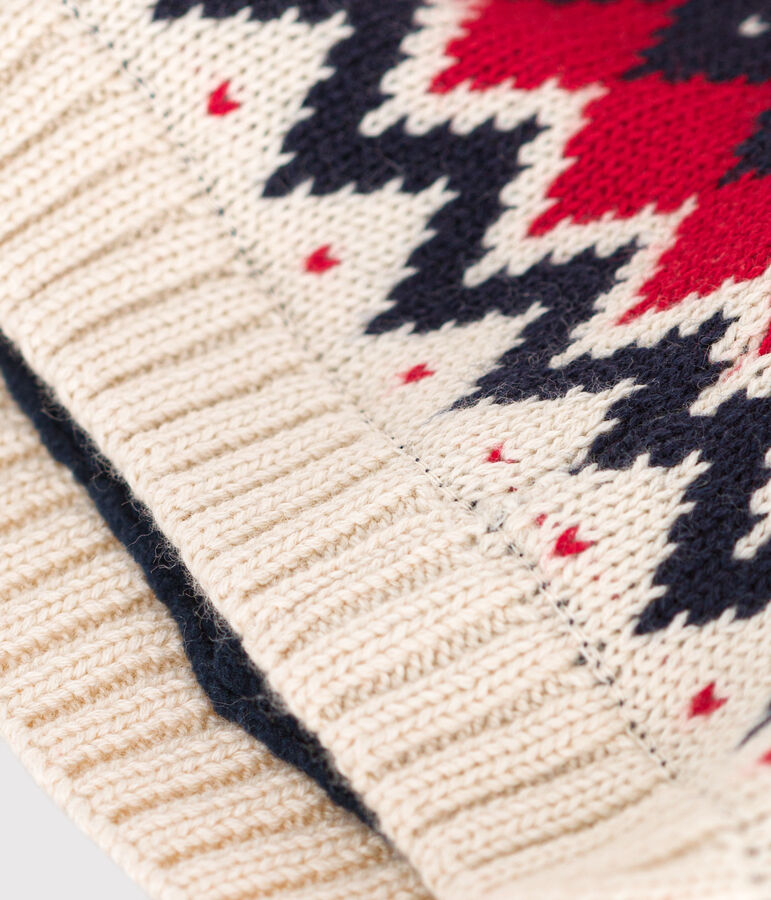 Baby-M&uuml;tze aus Jacquard-Wollstoff weiss AVALANCHE/ MULTICO