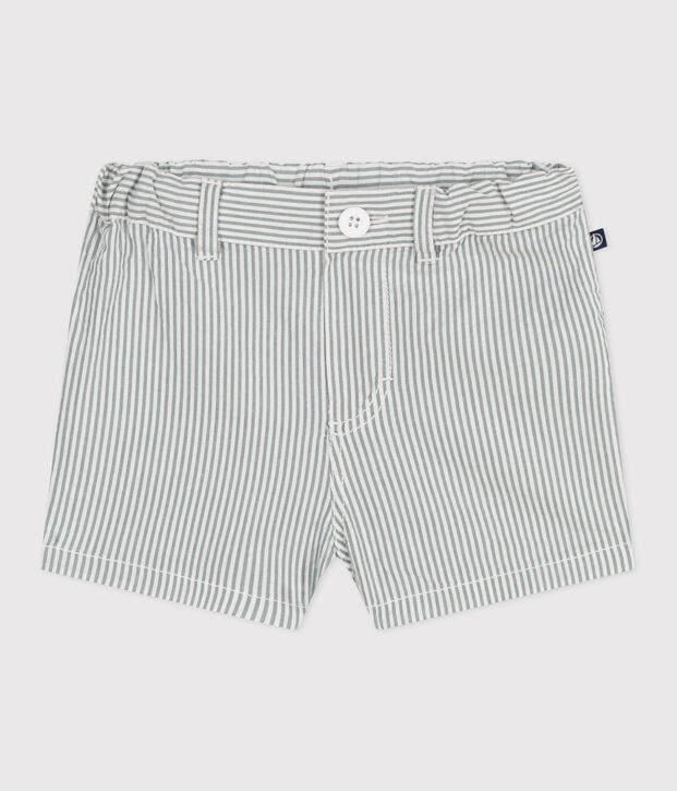 Baby-Shorts aus gestreiftem Seersucker weiss/gr&uuml;n