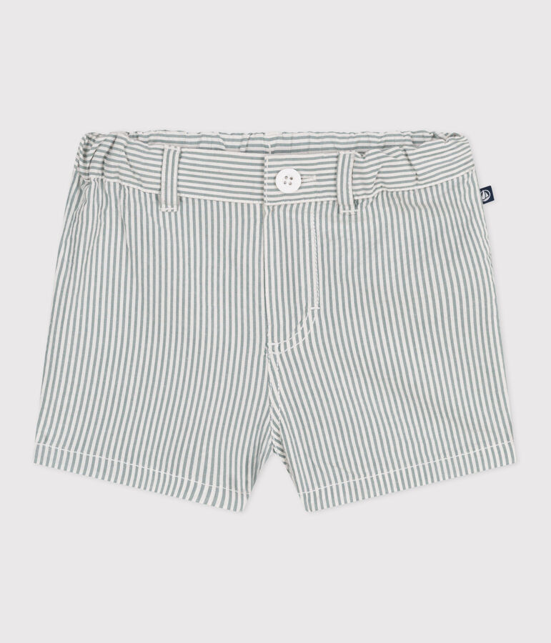 Baby-Shorts aus gestreiftem Seersucker weiss/gr&uuml;n