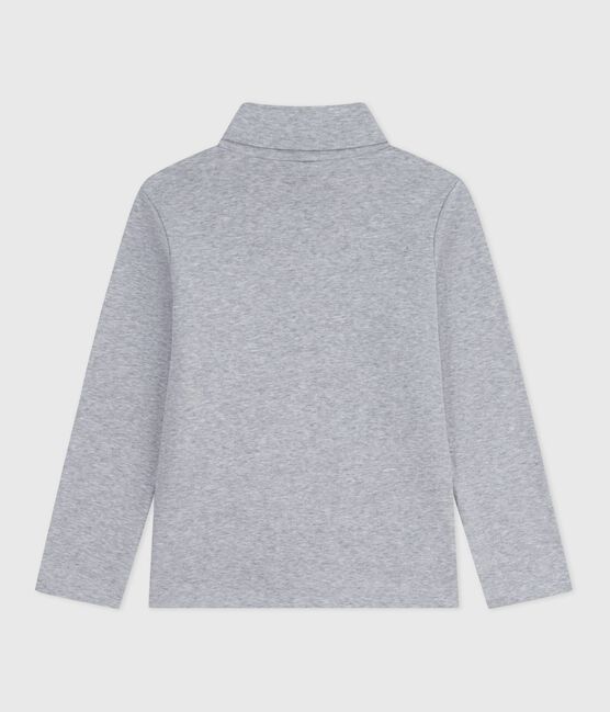 Kinder-Rollkragenshirt aus einfarbiger Baumwolle grau FUMEE CHINE