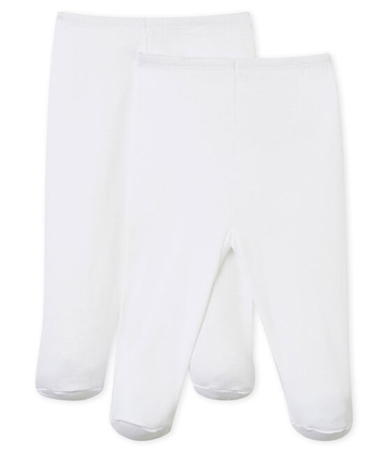 2er-Set Baby-Hosen mit Füßen weiss ECUME