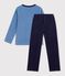 Kinder-Pyjama aus einfarbigem Nicki mit Motiv blau/blau