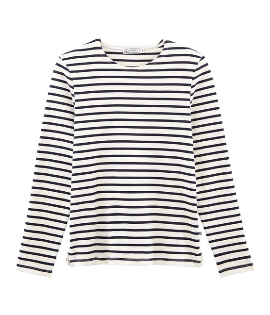 Ikonisches seemannshemd beige COQUILLE/blau SMOKING