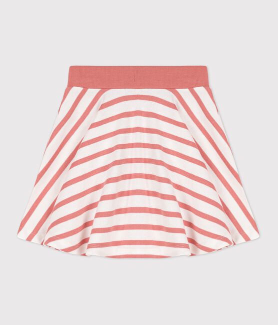 Kinderrock aus Baumwolle mit Streifen für Mädchen weiss MARSHMALLOW/ PAPAYE