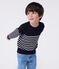 Kinder-Matrosenpullover aus Wolle und Baumwolle mit Streifen blau SMOKING/weiss MARSHMALLOW