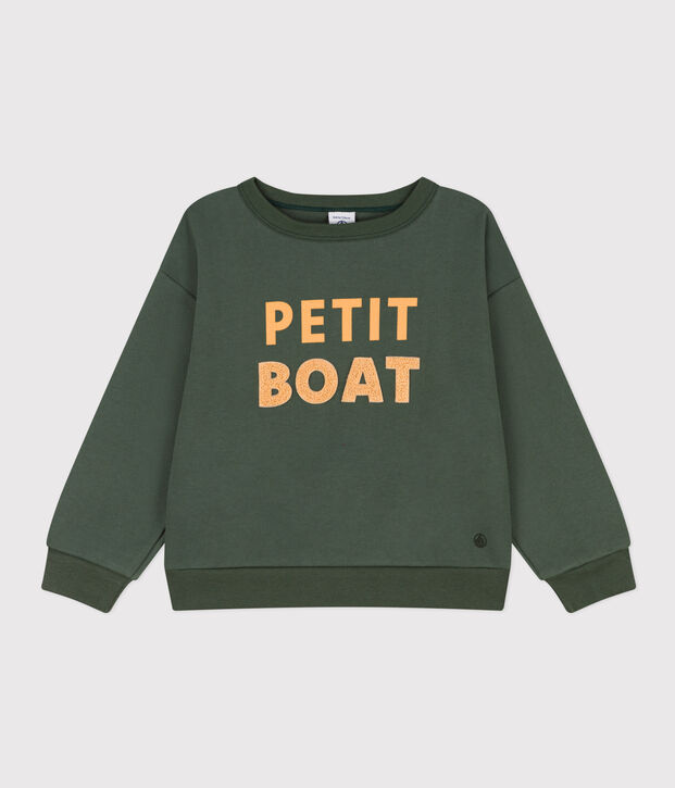 Sweatshirt mit Printmotiv aus Molton gr&uuml;n