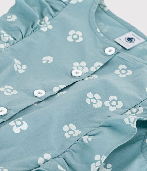 Ärmelloser Kinder-Overall mit Blumenmuster blau PAUL/weiss MARSHMALLOW