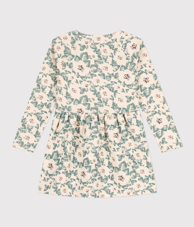 Kinderkleid aus Molton mit Blumenprint f&uuml;r M&auml;dchen naturfarben/vielfarbig