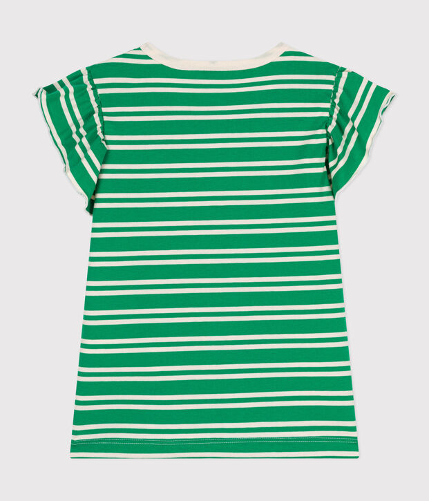 Gestreiftes T-Shirt aus Jersey Kinder/M&auml;dchen gr&uuml;n/naturfarben