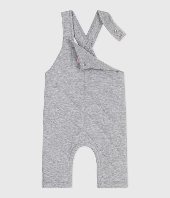 Langbeinige Baby-Latzhose aus einfarbigem dicken Jersey grau FUMEE CHINE