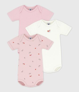 Set kurz&auml;rmelige Baby-Bodys aus Baumwolle mit Blumenmuster