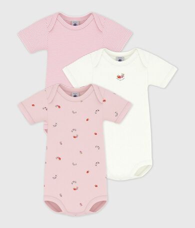 Set kurz&auml;rmelige Baby-Bodys aus Baumwolle mit Blumenmuster