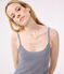 Gestreiftes Damen-Kurznachthemd aus Baumwolle blau SMOKING/weiss MARSHMALLOW