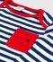 Langärmeliges gestreiftes Baby-T-Shirt aus Jersey blau MEDIEVAL/weiss MARSHMALLOW