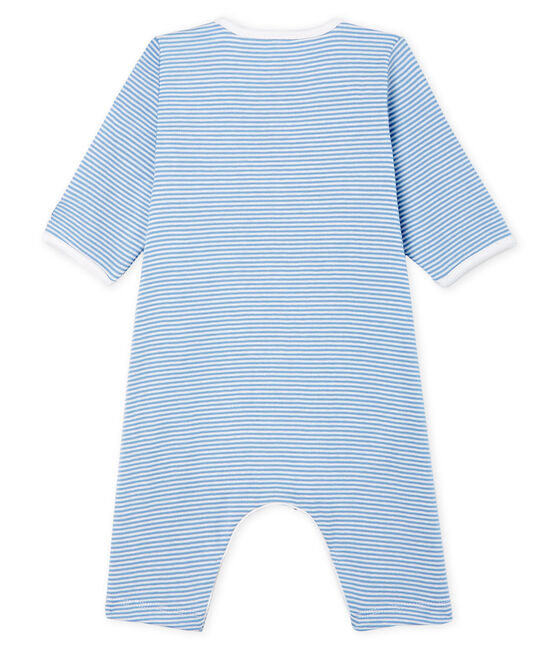 Bodyjama ohne Füße aus Rippstrick für Mädchen blau ACIER/weiss MARSHMALLOW