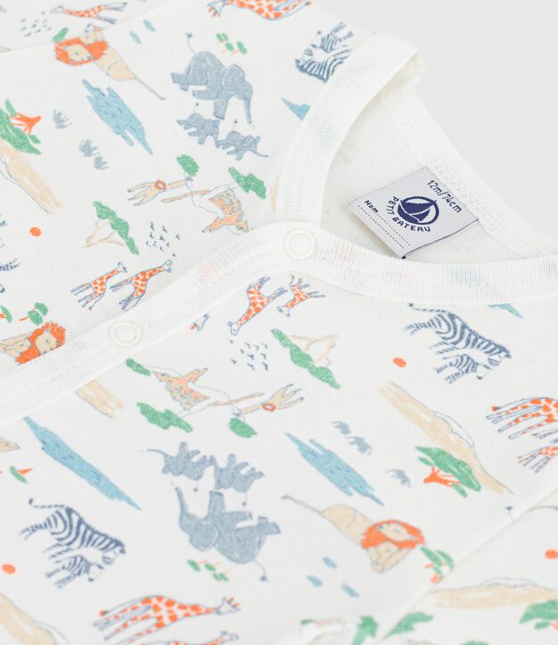 Baby-Kurzoverall aus Baumwolle mit Tiermotiven weiss/vielfarbig