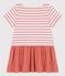 Kleid aus Bio-Baumwolljersey und -Musselinstoff für Mädchen weiss MARSHMALLOW/ PAPAYE