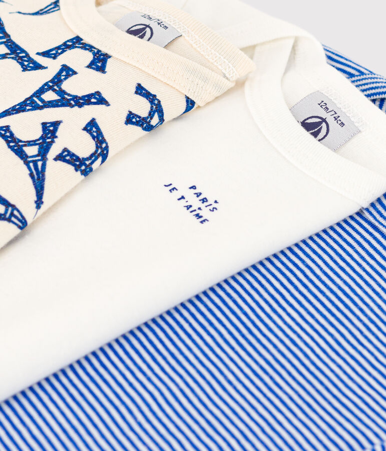 3er-Set lang&auml;rmelige Baby-Bodys Paris aus Baumwolle vielfarbig