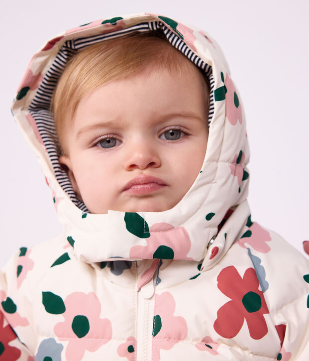 Baby-Winterjacke aus Polyester mit Tiermotiv naturfarben/rosa