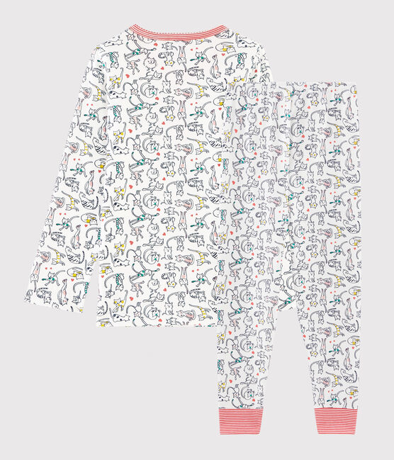 Rippstrick-Pyjama weiss MARSHMALLOW/weiss MULTICO