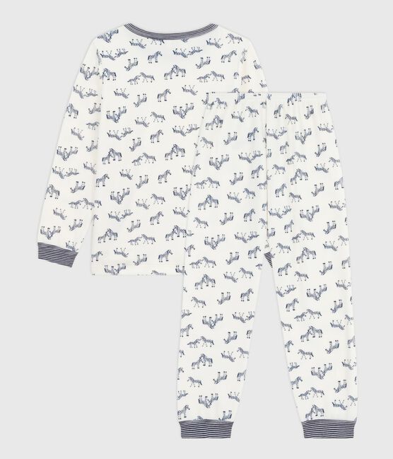 Kinder-Pyjama aus Nicki mit Zebras blau MILK/ SOIR