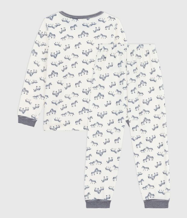Kinder-Pyjama aus Nicki mit Zebras blau/blau