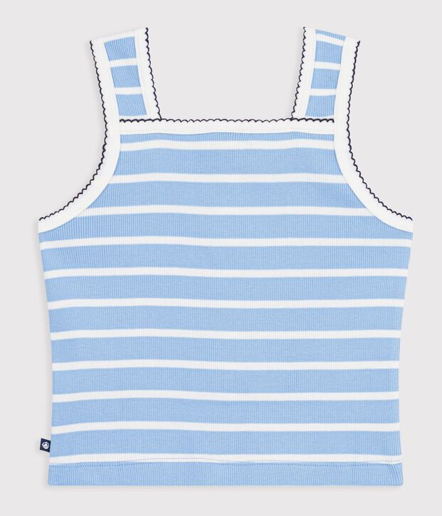 Kinder-Unterhemd aus Baumwolle mit Streifen blau/weiss