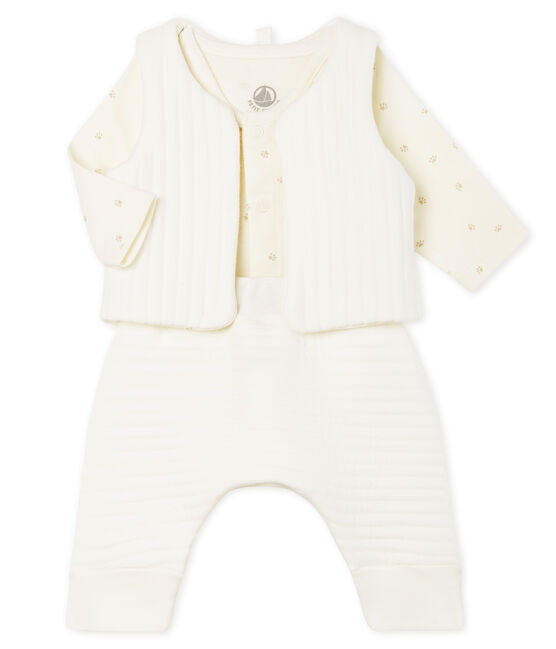 3-teiliges Baby-Set aus Doppeljersey weiss MARSHMALLOW