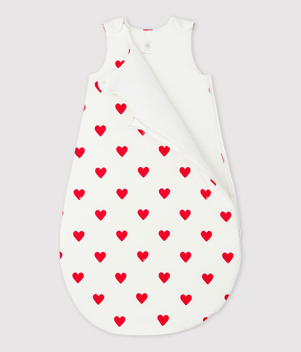 Babyschlafsack aus Baumwolle mit Herzmotiv TOG-Wert 2 weiss/rot