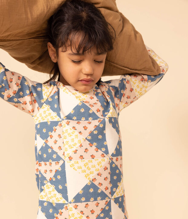 Kinderpyjama aus Baumwolle mit Patchworkmuster f&uuml;r M&auml;dchen naturfarben/vielfarbig