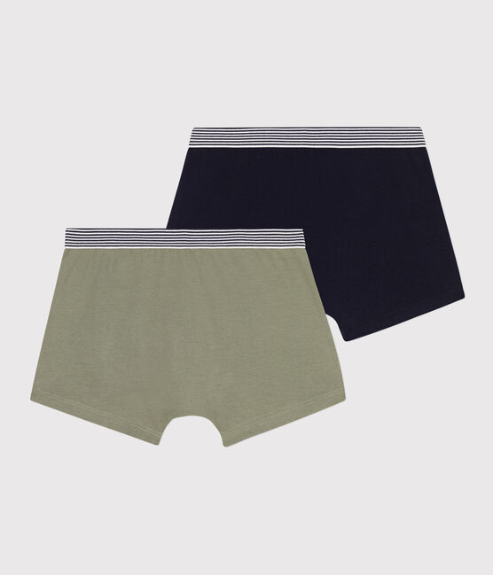 2er-Set einfarbige Boxershorts aus Baumwolle und Elastan für Jungen variante 1