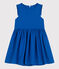 Ärmelloses Kinder-Kleid aus einfarbigem Leinen blau PORCELANA