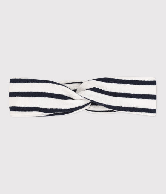 Gestreiftes Baby-Haarband aus Jersey weiss MARSHMALLOW/blau SMOKING